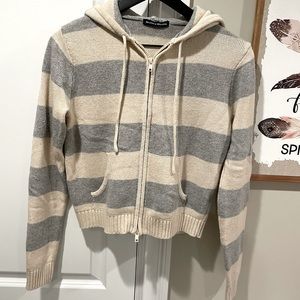 Brandy Melville Alana Wool Stripe Zip Up Sweater